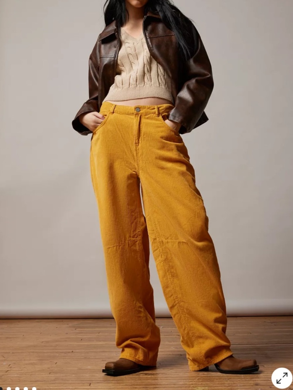 Urban Outfitters Golden Yellow Orange Logan Corduroy Baggie Buckle Pants